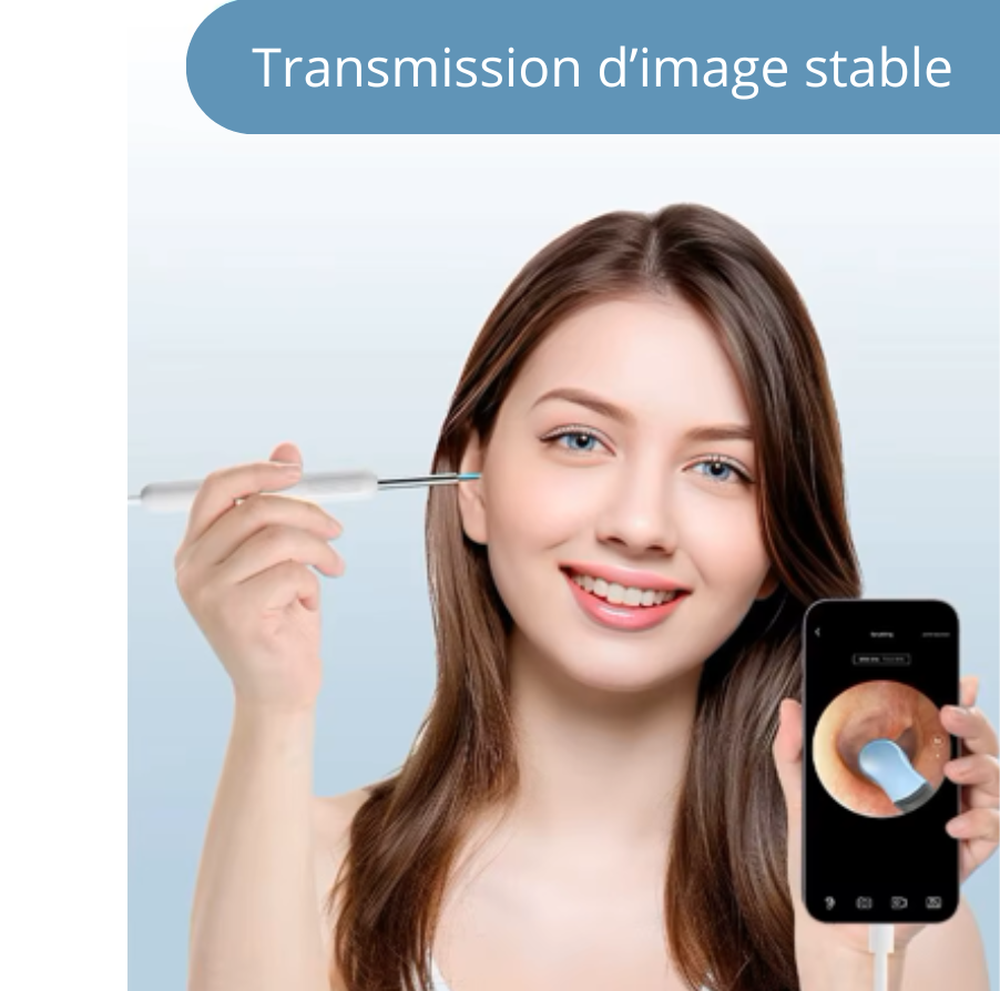 Outil de Retrait de Cérumen - Otoscope Nettoyeur d'Oreilles Connecté avec Caméra Full HD